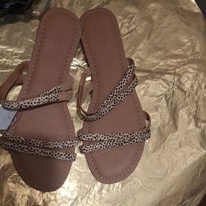 J. Crew Tan and Leopard Print Sandals